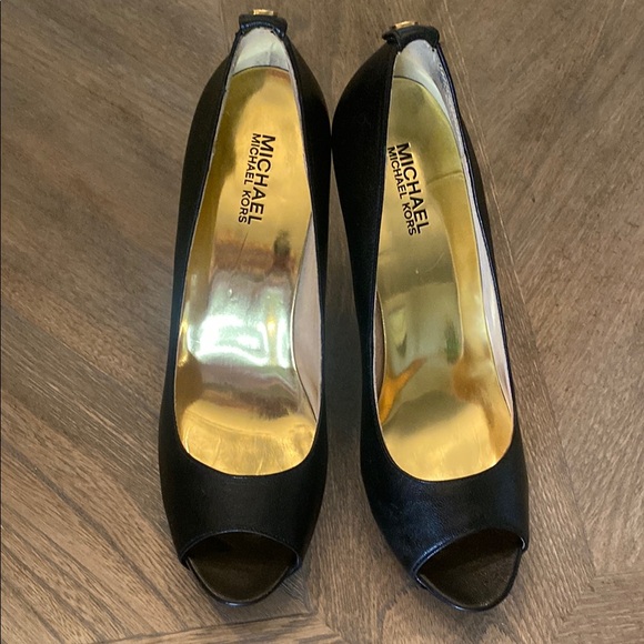 Michael Kors Black Peep-Toe Heels - Picture 2 of 9